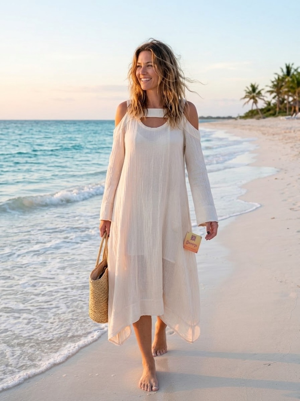 NWT Cottonways Women’s Cold-Shoulder Beach Cover-Up Dress Size M/L